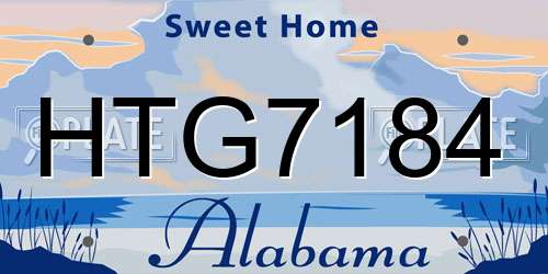 HTG7184 Alabama License Plate