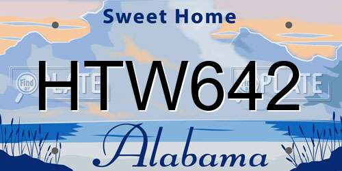 HTW642 Alabama License Plate