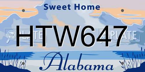 HTW647 Alabama License Plate