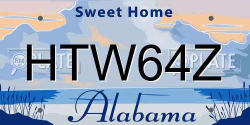 HTW64Z Alabama License Plate