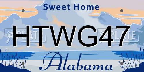 HTWG47 Alabama License Plate