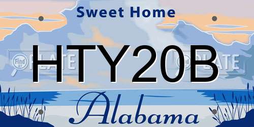 HTY20B Alabama License Plate