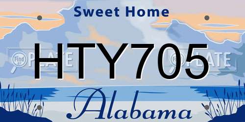 HTY705 Alabama License Plate