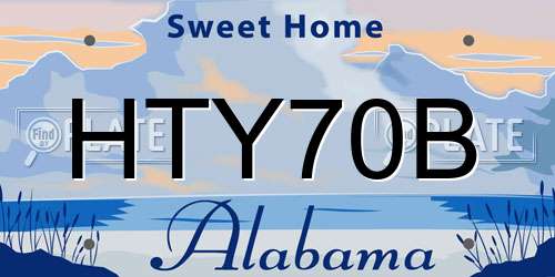 HTY70B Alabama License Plate