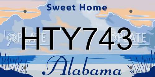 HTY743 Alabama License Plate