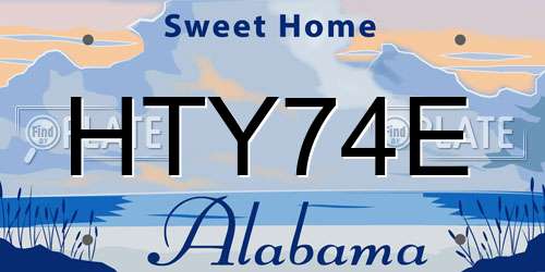 HTY74E Alabama License Plate