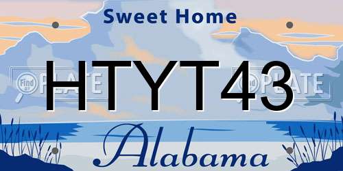 HTYT43 Alabama License Plate