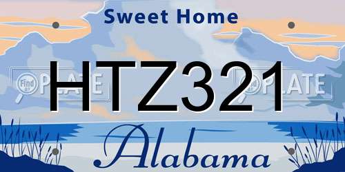 HTZ321 Alabama License Plate