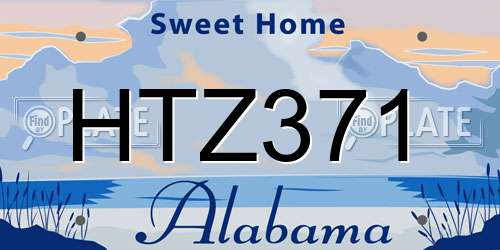 HTZ371 Alabama License Plate