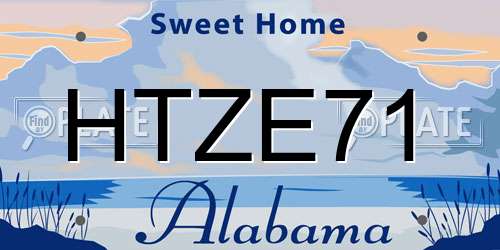 HTZE71 Alabama License Plate