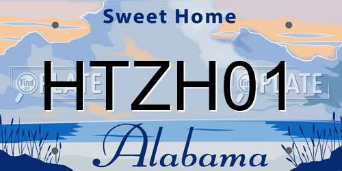 HTZH01 Alabama License Plate