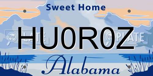 HU0R0Z Alabama License Plate