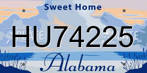 HU74225 Alabama License Plate