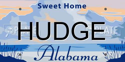 HUDGE Alabama License Plate