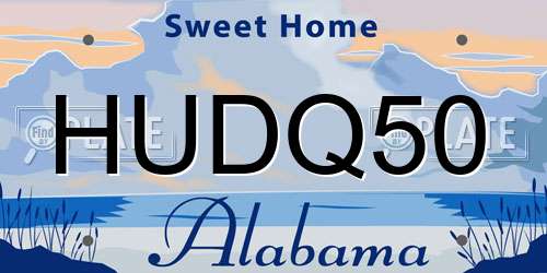 HUDQ50 Alabama License Plate