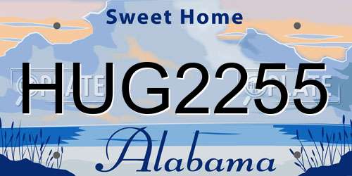 HUG2255 Alabama License Plate