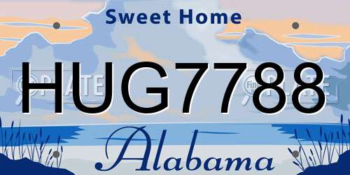HUG7788 Alabama License Plate
