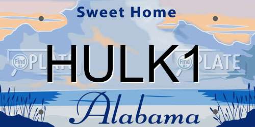 HULK1 Alabama License Plate