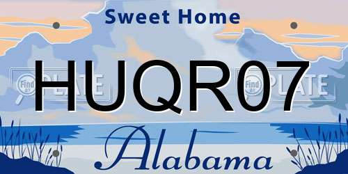 HUQR07 Alabama License Plate
