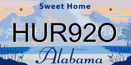 HUR92O Alabama License Plate