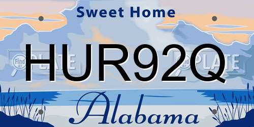 HUR92Q Alabama License Plate