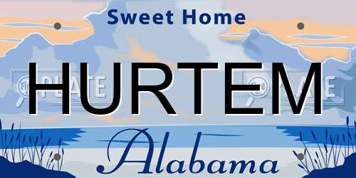 HURTEM Alabama License Plate