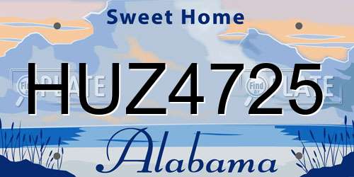 HUZ4725 Alabama License Plate