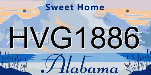 HVG1886 Alabama License Plate