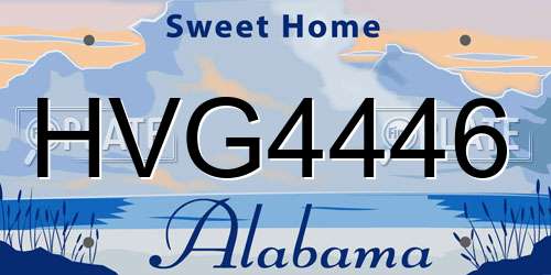 HVG4446 Alabama License Plate