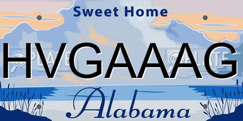 HVGAAAG Alabama License Plate