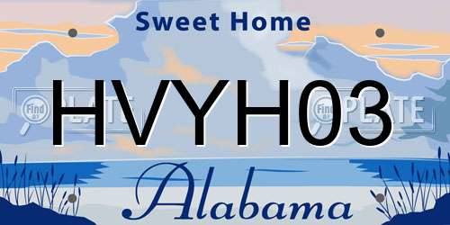 HVYH03 Alabama License Plate