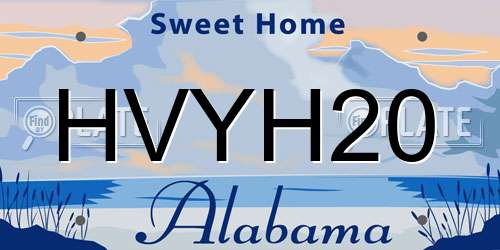 HVYH20 Alabama License Plate