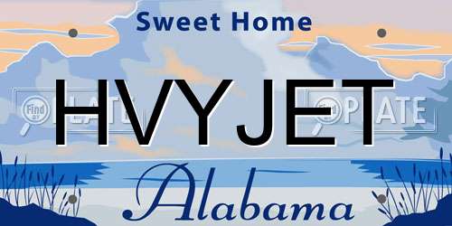 HVYJET Alabama License Plate
