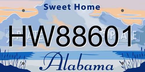 HW88601 Alabama License Plate