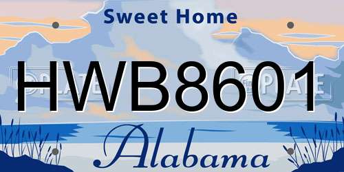 HWB8601 Alabama License Plate