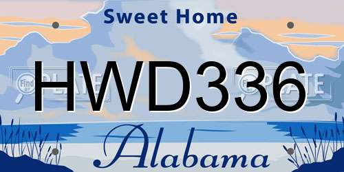 HWD336 Alabama License Plate