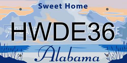HWDE36 Alabama License Plate