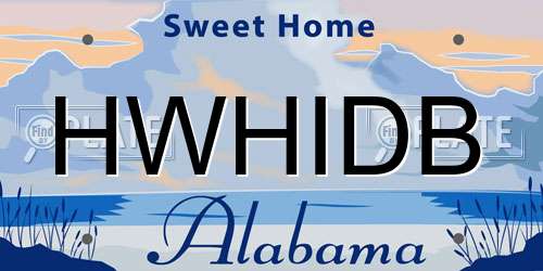 HWHIDB Alabama License Plate