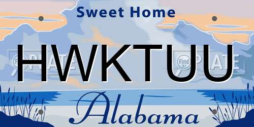 HWKTUU Alabama License Plate