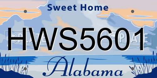 HWS5601 Alabama License Plate