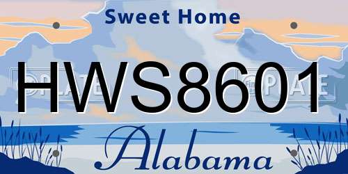 HWS8601 Alabama License Plate