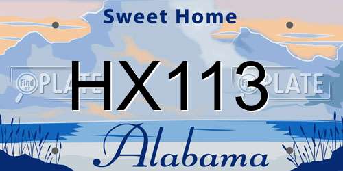 HX113 Alabama License Plate