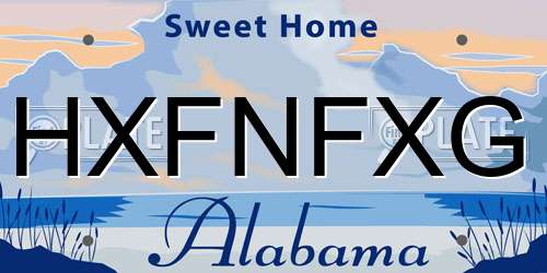 HXFNFXG Alabama License Plate