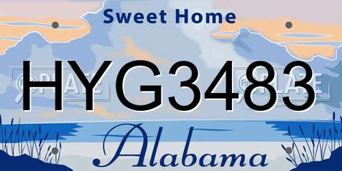 HYG3483 Alabama License Plate