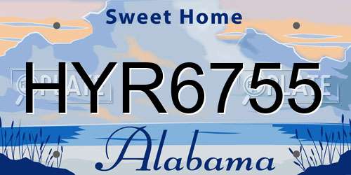 HYR6755 Alabama License Plate