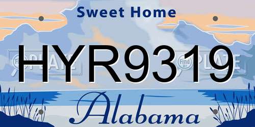 HYR9319 Alabama License Plate