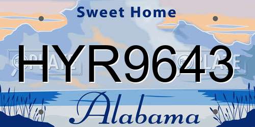 HYR9643 Alabama License Plate