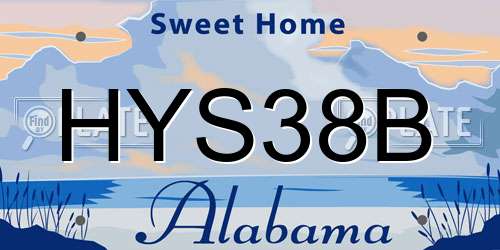 HYS38B Alabama License Plate