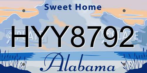 HYY8792 Alabama License Plate