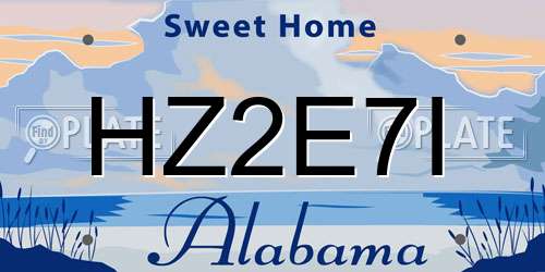 HZ2E7I Alabama License Plate